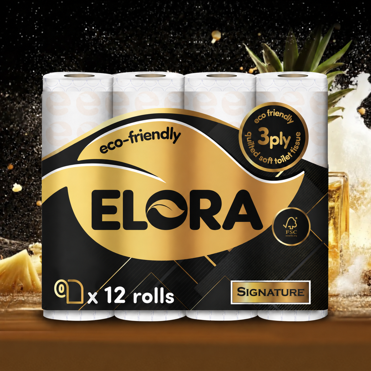 Elora Signature 3-Ply Toilet Tissue– Eco-Friendly Quilted Soft Toilet Paper