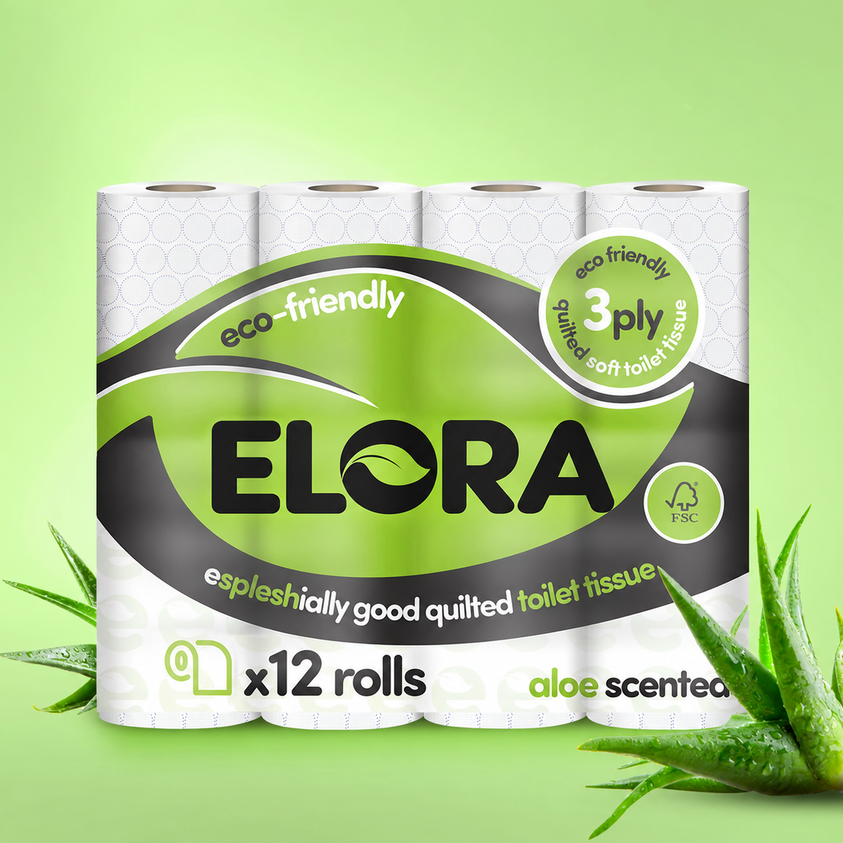 Elora Eco-Friendly 3-Ply Aloe Scented Toilet Tissue