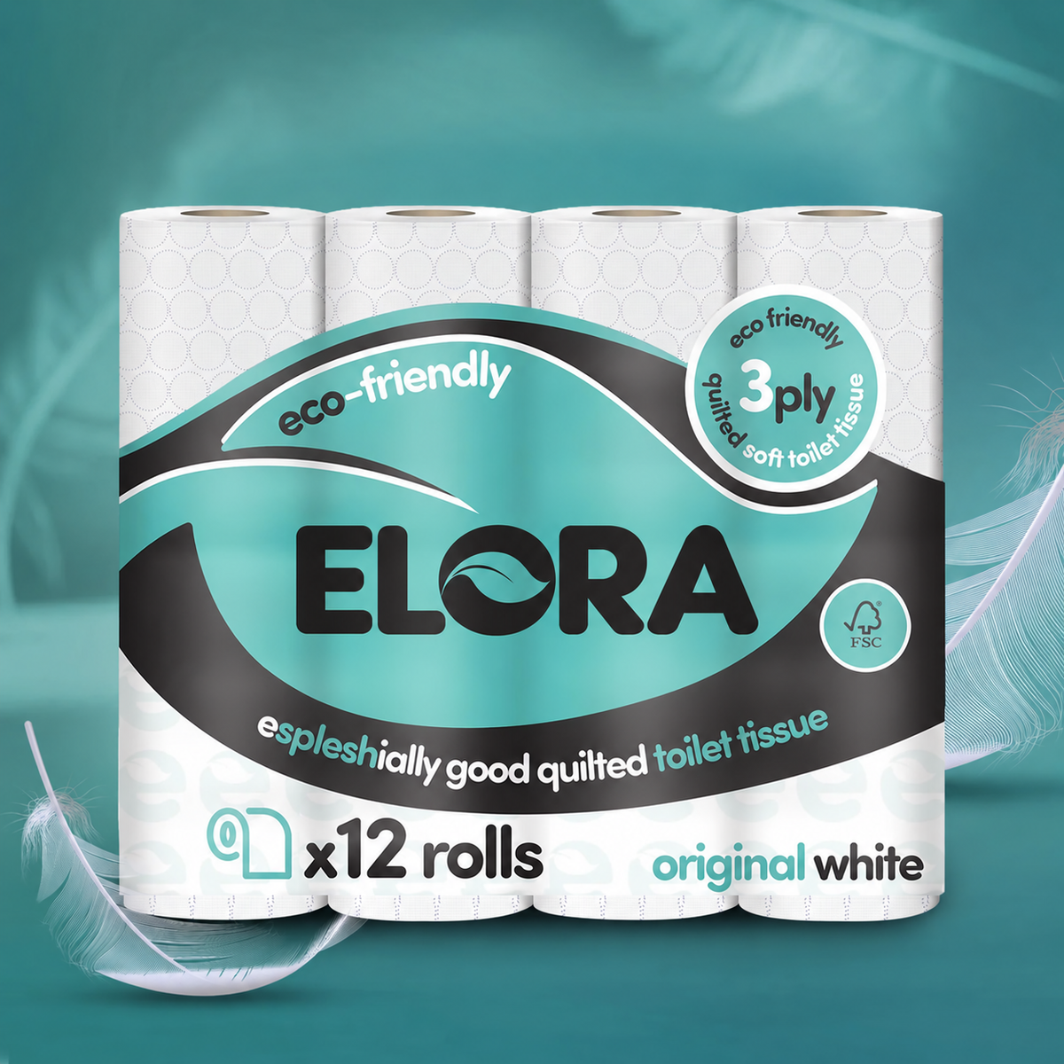 Elora Eco-Friendly 3-Ply Toilet Tissue – Original White