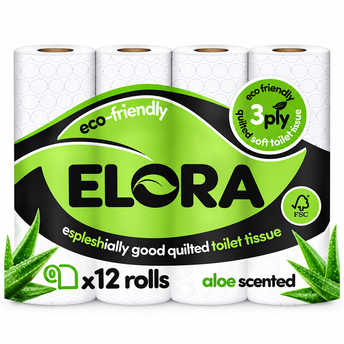 Elora Eco-Friendly 3-Ply Aloe Scented Toilet Tissue