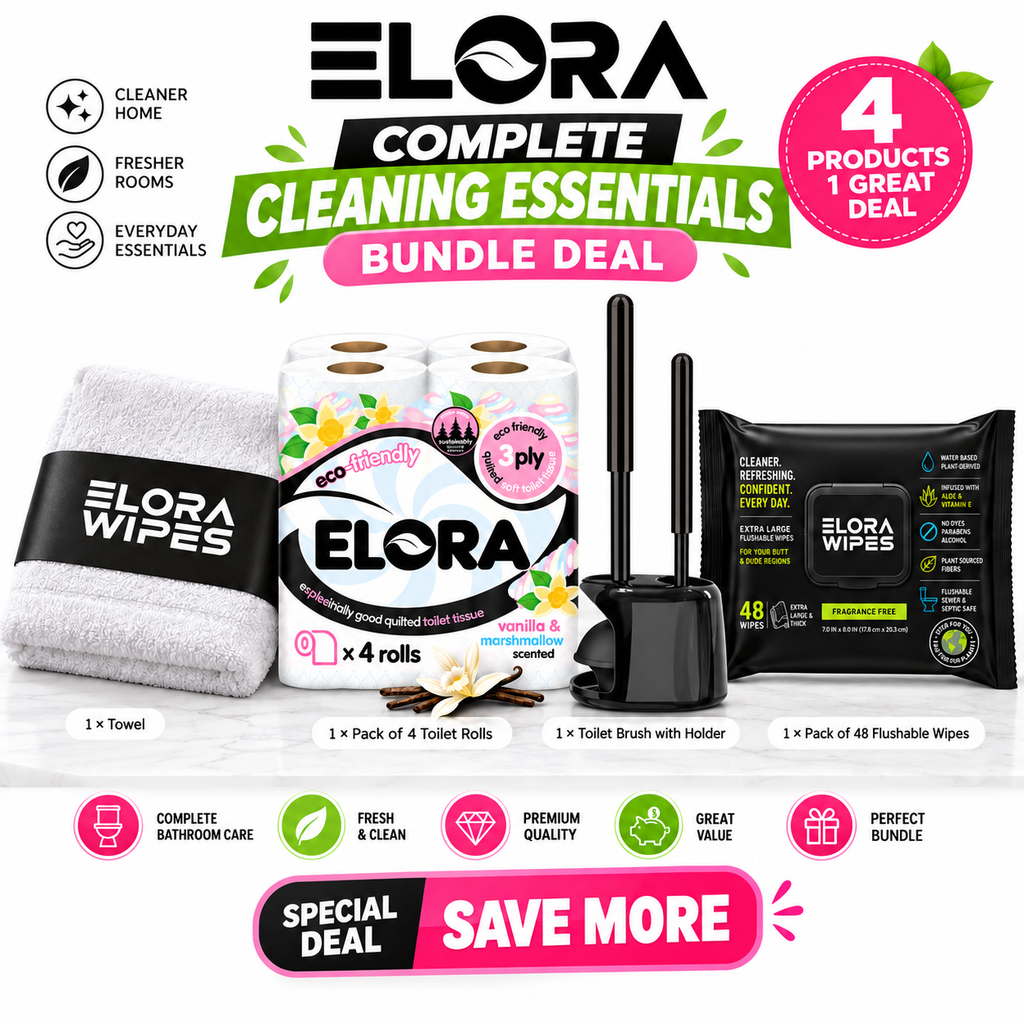 Elora Complete Cleaning Essentials Bundle – 4-Piece Bathroom Care Set
