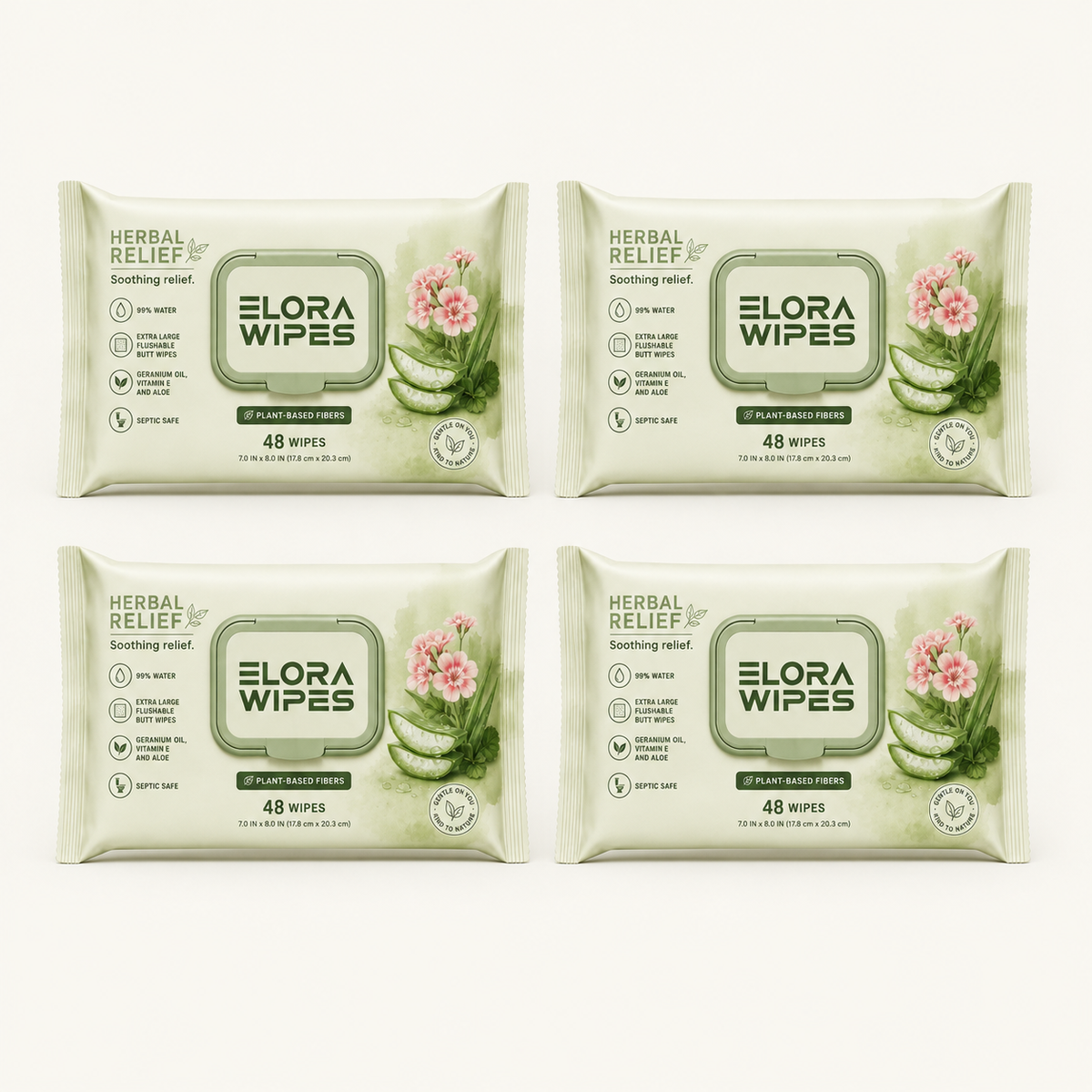 Elora Wipes Herbal Relief| 48 Count