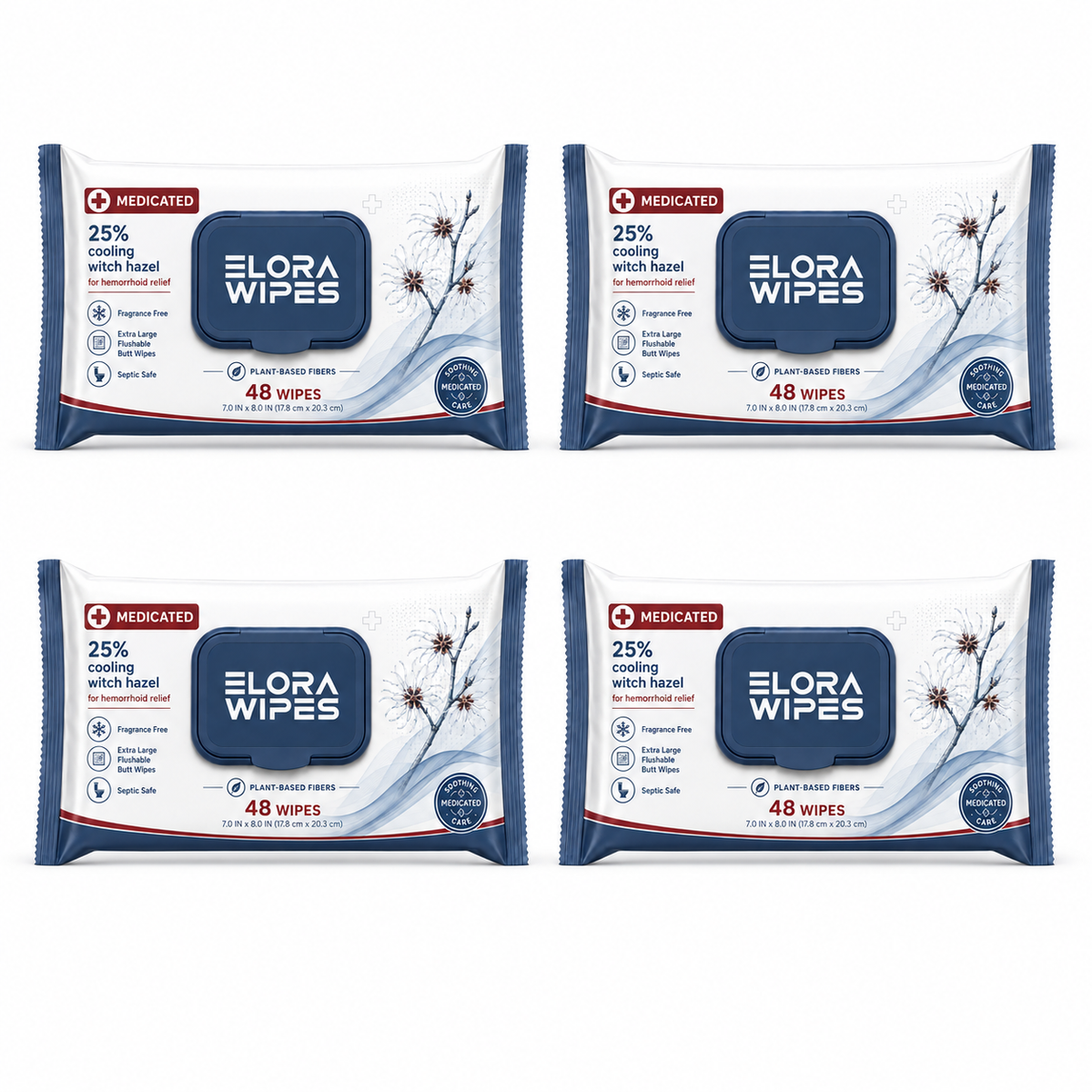 Elora Wipes Medicated  Fragrance-Free| 48 Count