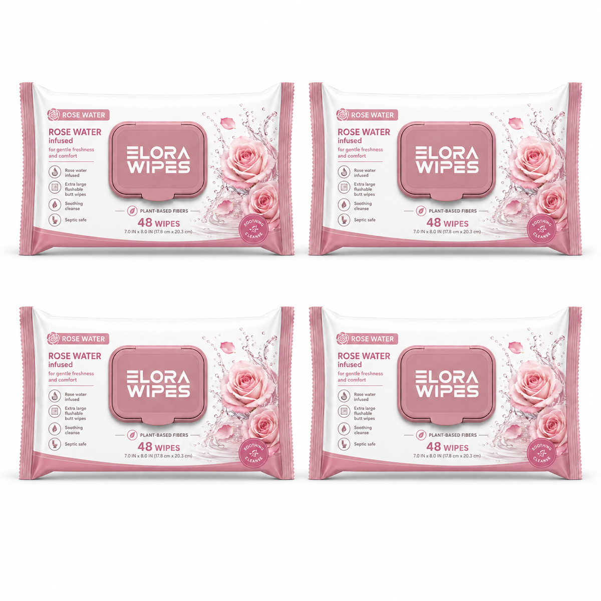 Elora Wipes Rose Water| 48 Count