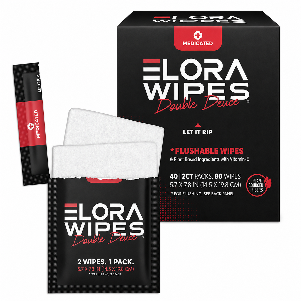 Double Deuce – Medicated Personal Wipes, 80 Count