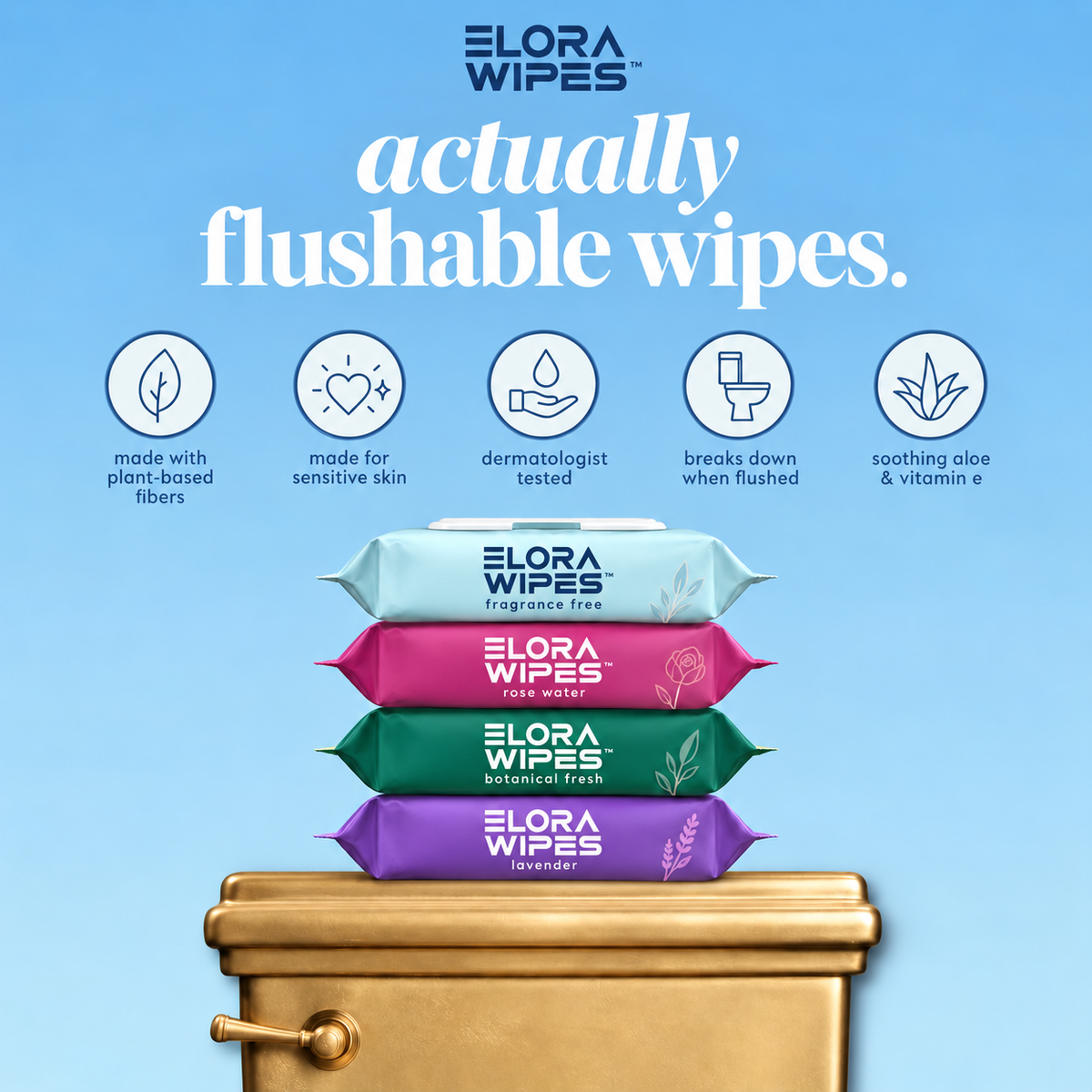 Elora Wipes  Fragrance-Free, 48 Count