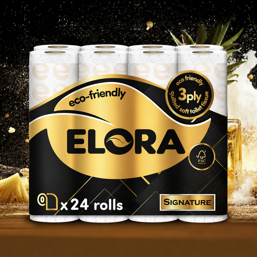 Elora Signature 3-Ply Toilet Tissue– Eco-Friendly Quilted Soft Toilet Paper