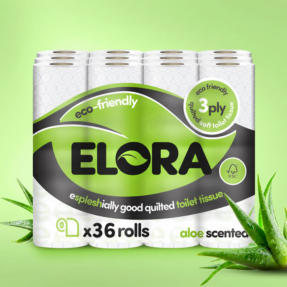 Elora Eco-Friendly 3-Ply Aloe Scented Toilet Tissue