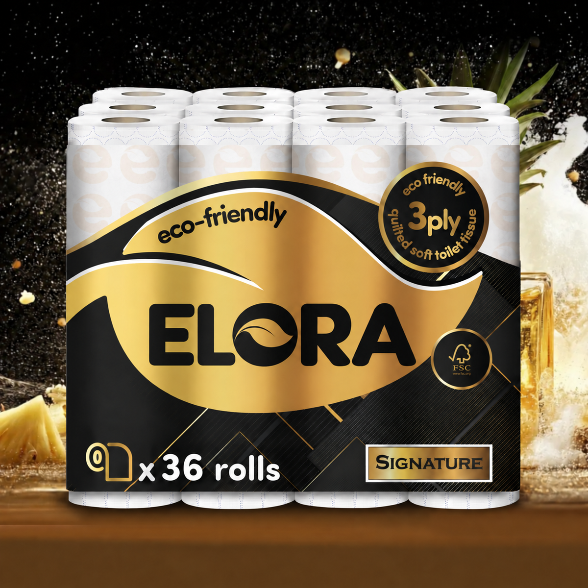 Elora Signature 3-Ply Toilet Tissue– Eco-Friendly Quilted Soft Toilet Paper