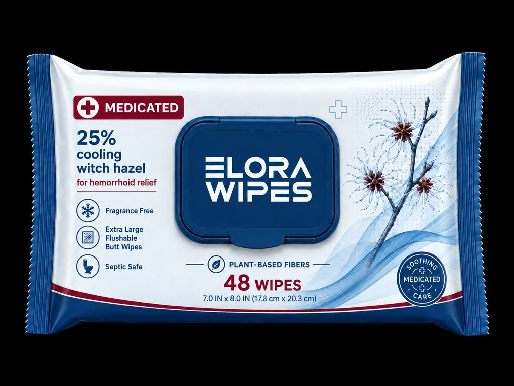 Elora Wipes Medicated  Fragrance-Free| 48 Count