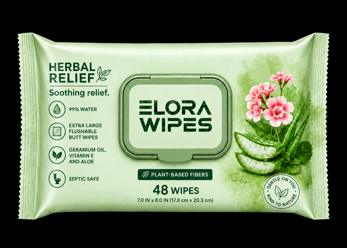 Elora Wipes Herbal Relief| 48 Count